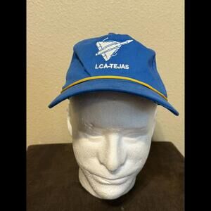 80’s Air Force LCA Tejas Indian Head Embroidered Blue Fighter Jet Hat Cap